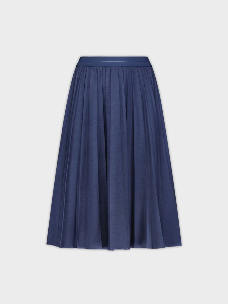 MELI Women's Dark Blue Denim Pleated Skirt - 26" Length Midi Skirt