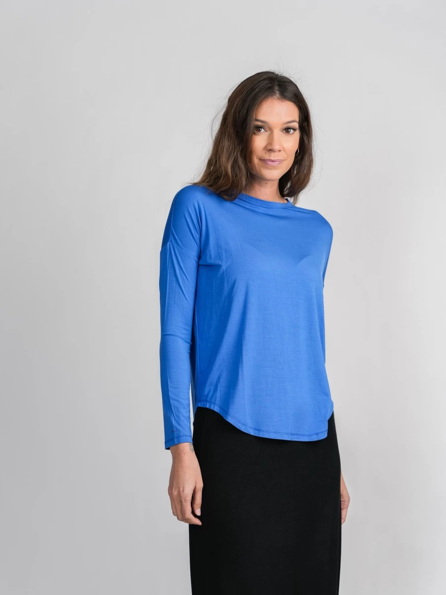 MELI Women's Long Sleeve Royal Blue Swing Tee - Comfortable Casual T-Shirt