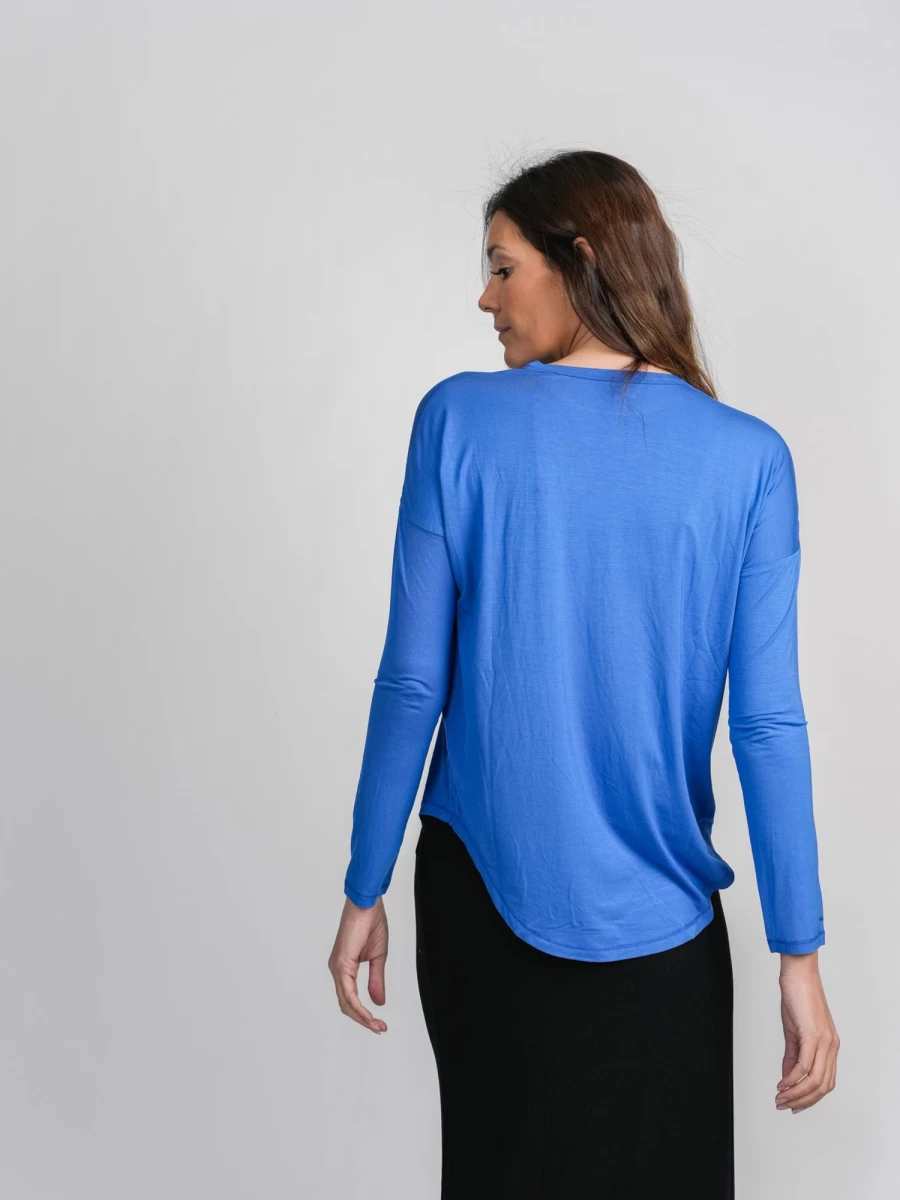 MELI Women's Long Sleeve Royal Blue Swing Tee - Comfortable Casual T-Shirt