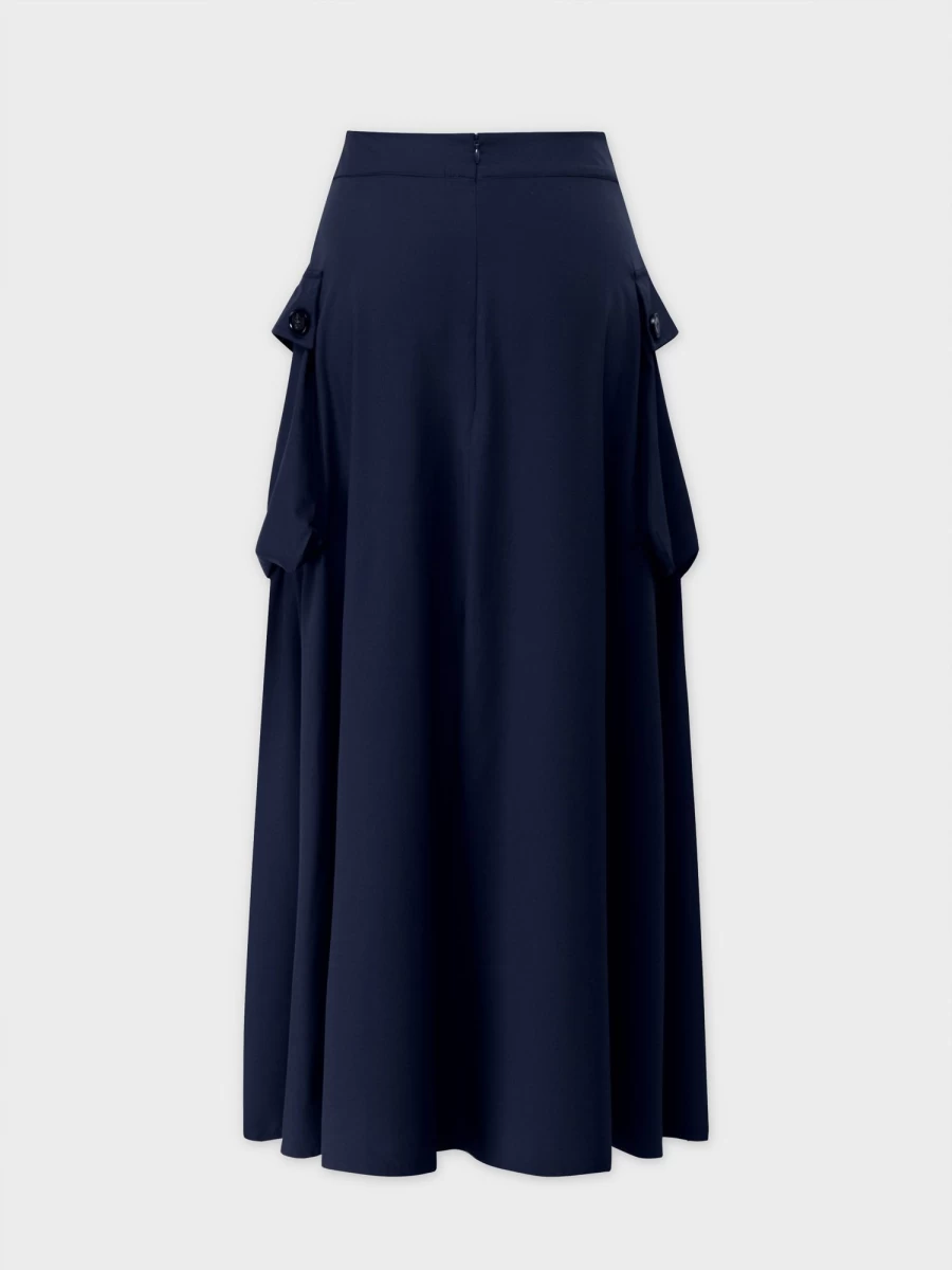 Hailey Women's Navy Button-Detail Cargo Pocket Skirt | Casual A-Line Skirt with Utility Pockets